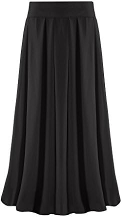 Ashir Aley Woman's Boho Pleated Long Chiffon Maxi Skirt (M,Petite Black)