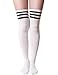 Haslra Women's Over the Knee High Socks 2 Pairs (Triple Strip-Mix7-TALL),(Shoe size 9-10.5)