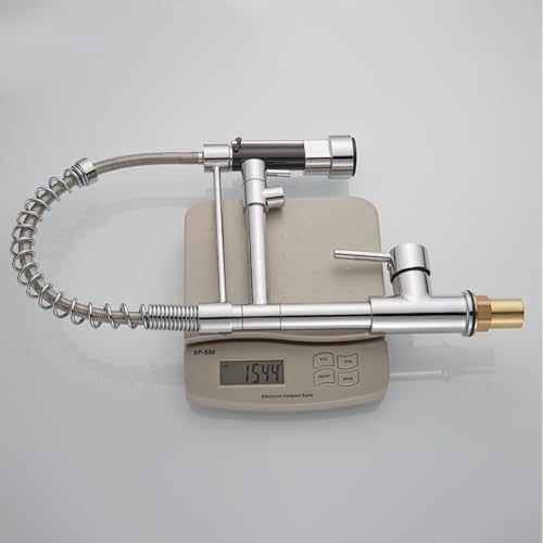 Cooltens Grifo para Fregadero de Cocina, Grifo Giratorio de Salida de Modo Dual, Grifo con Rociador de Resorte Extraíble para Mezclar Agua fría y Caliente, Profesional, Cromo