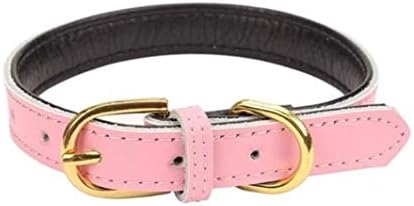 Mon Chien Boutique Rose Soft Adjustable Leather Dog Collar (Medium (Measurements of 32-39cm Neck), Pink) Adjustable Strap with 5 Holes Dependent on Dogs Neck Circumference