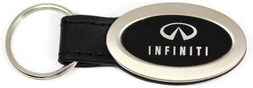 Au-Tomotive Gold, INC. Oval Leather Key Fob for Infiniti Black - AMZ-KC32lO-INF