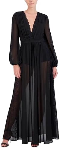 bcbg long sleeve maxi dress BCBG MAXAZRIA Long Sleeve Fit and Flare Maxi Dress with Cut Outs