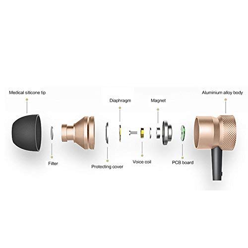 Sonzi in- Ear Headphone Sports Earphone, Stereo Sound Noise Isolating Stereo Bass Earphones with Mic for 3.5mm Interface Devices （Gold）