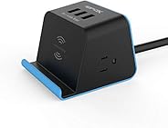 RapidX Mydesktop 29W Wireless Charging Stand with 3 USB Ports, 5V/4.8A Total and 2 Power Outlets for iPhone, A