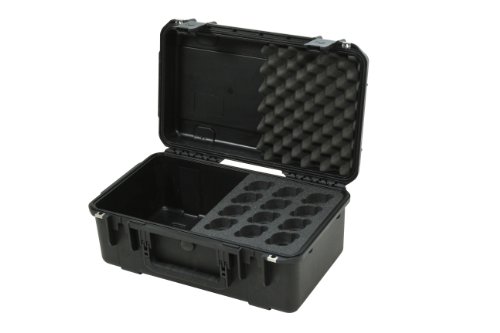 SKB 3I-2011-MC12 iSeries Injection Molded Microphone Case with Foam for 12 Mics with Storage Compartment