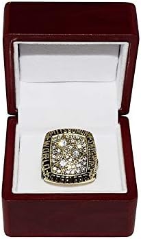 PITTSBURGH STEELERS (Terry Bradshaw) 1978 SUPER BOWL XIII WORLD CHAMPIONS Vintage Rare Collectible High-Quality NFL Football Replica Gold Championship Ring with Cherrywood Display Box