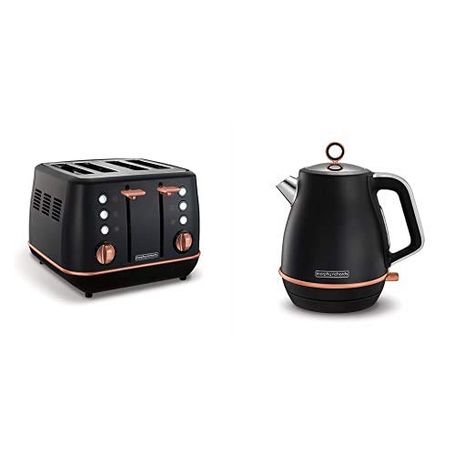 Morphy Richards Evoke 4 Slice Toaster Special Edition 240114 Black and Rose Gold Four Slice Toaster + Evoke Jug Kettle Special Edition 104414 Jug Kettle Black and Rose Gold