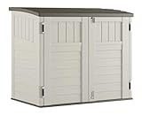 Suncast Horizontal Outdoor Storage Shed for Backyards and Patios 34 Cubic Feet Capacity for Garbage Cans, Tools and Garden Accessories, Vanilla