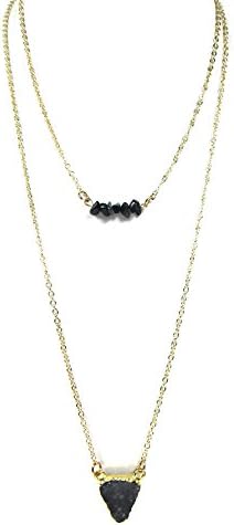 Fashion Layered Beaded Boho Native Pendant Strand Statement Necklace Gold Tone
