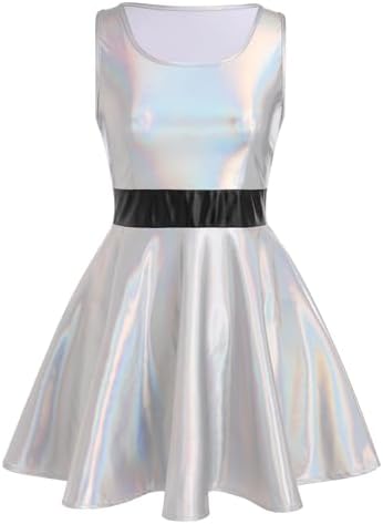 holographic skater dress iridescent holographic dark cosmic dress