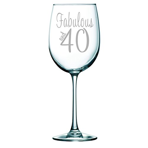 Fabulous and 40-laser etched 19oz. wine glass - birthday glass -