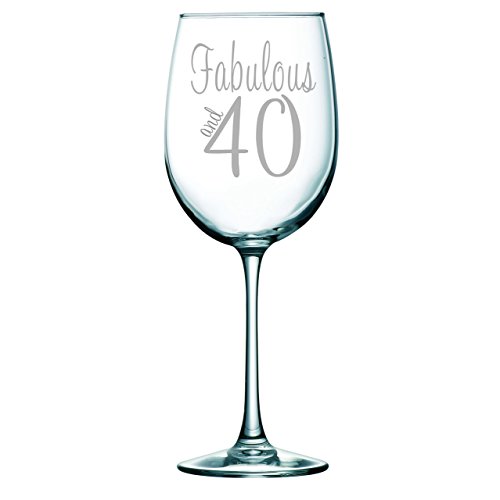 Fabulous and 40-Laser Etched 19oz. Wine Glass - Birthday Glass -