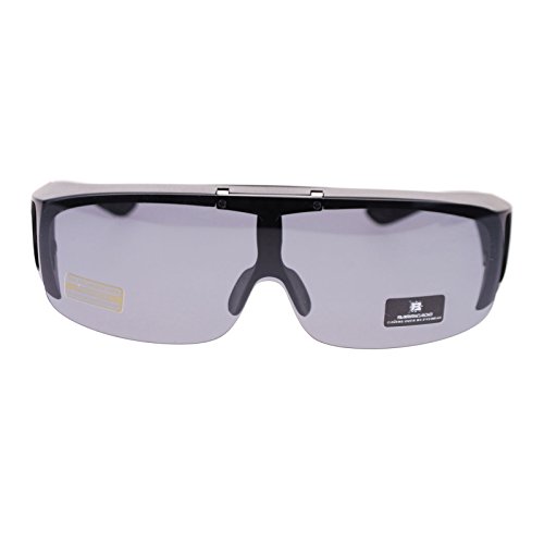 Barricade Large Mens Polarized Flip Up Fitover Sunglasses All Black