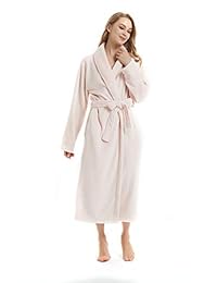 Albornoz largo de forro polar para mujer, color puro