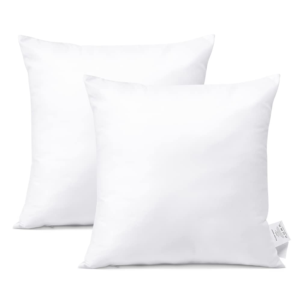 Artscope Set of 2 Premium Square Form Cushion Inner Pads 50x50cm Cushion Stuffer for Couch, Sofa, Bed - Indoor Decorative Pillows Inserts, Standard/White 20x20 Inch