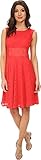 London Times Women's Cap Sleeve Lace Full Skirt Dress Coral Dress 8