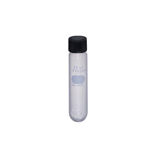 Corning Pyrex Borosilicate Glass Round Bottom Cylindrical Centrifuge Tubes with Screw Cap, 50ml Capacity (Case of 12)