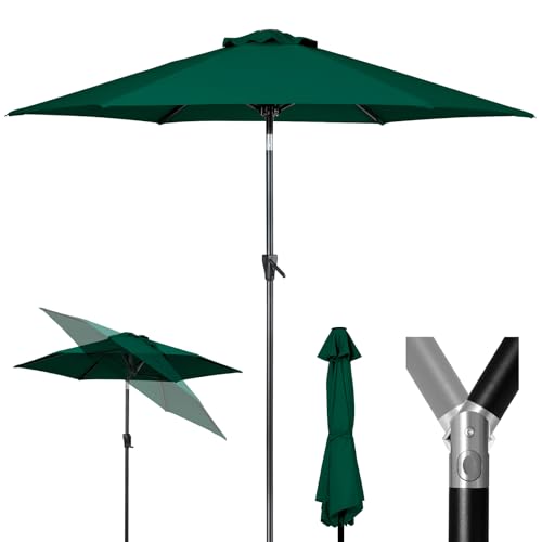 Tempera 7.5ft Patio Market Outdoor Table Umbrella with Push Button Tilt and Crank, Large Sun Umbrella with Sturdy Pole & Fade Resistant Canopy, Easy to Set, Forest Green Image