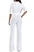 KISSMODA Casual Lapel Wide Leg Long Jumpsuits Rompers with Half Sleeve Clubwear White X-Large