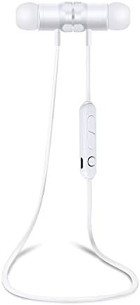 Bluetooth Headphones Sports Wireless Earbuds Sweatproof Headset Magnetic attraction Stereo Earphones for Running Workout Gym Noise Cancelling Jave Headset(White)
