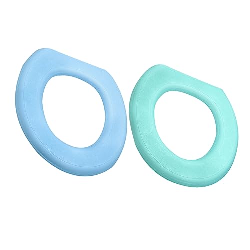 OUNONA 2pcs Thick EVA Waterproof O-Shaped Toilet Seat Cover Pads Washable Sticky Toilet Mat for Home Bathroom Colorful Seat Protector