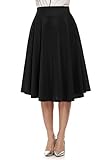 ANGVNS Women Fashion Casual High Waist Flared Solid A-Line Long Skirt Dress