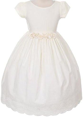 Little GirlsÕ French Eyelet 100% Cotton Communion Dresses Flower Girls Dress Ivory 6