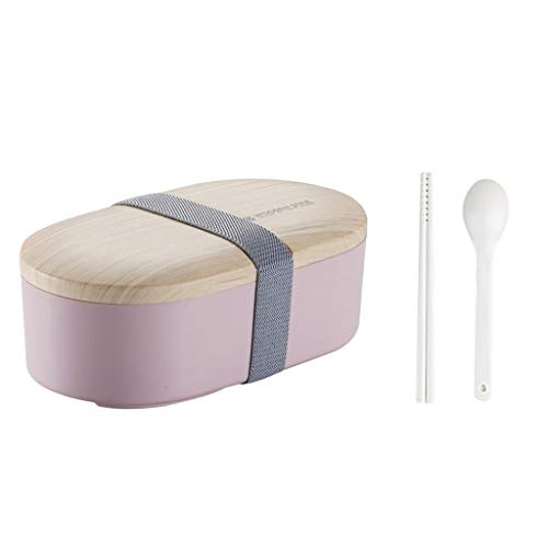 Monoche Japanese Bento Lunch Box Microwave Safe BPA Free Materials Eco-Friendly with Spoon Chopsticks Leakproof Lunch Container for Adults Kids (Pink)
