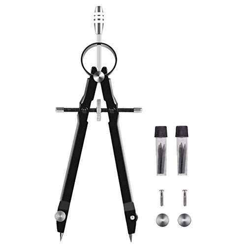 MeetUs Precision Compass Geometry Set with Lead Refills and Carry Bag,Professional Metal Precision Bow Compass for Geometry, Math, Drawing,Drafting, School,Best for Student Artist Designer (Black) - Thumbnail 2