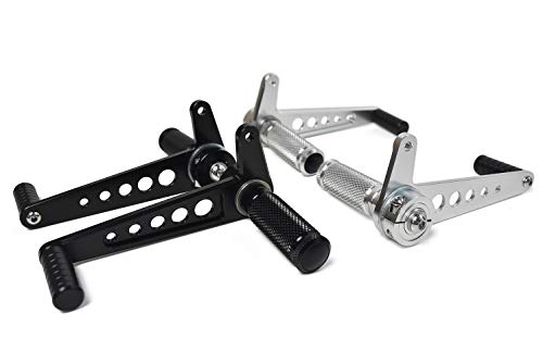 DKMOTORK 0051 Motorcycle Rearsets Rear Foot Pegs Foot Controls Cafe Racer CNC Aluminum Alloy Universal 1 Pair Black