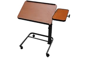 Platinum Health Acrobat Professional Overbed/Laptop Table, Tilting Mast, Height Adjustable with Casters. Split Top and Folds for Easy Storage. U-Shaped Base