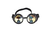 Lelinta Steampunk Rave Glasses Goggles with Rainbow Crystal Glass Lens,Black,Adjustable