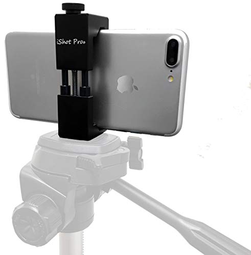 iShot Pro SecureGrip Metal iPhone Universal Smartphone Mic Music Tripod Stand Mount + 360° Swivel Ball Head + 1/4" to 5/8" Bushing Reducer Converter - Compatible with iPhone & Smartphone 2.5 to 3.6"