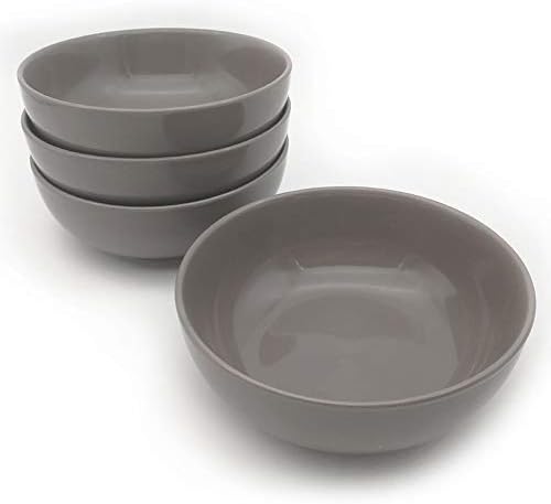 CeramicHome 21ouce Dinnerware Bowl (Set of 4), Stoneware Dinnerware Color Glaze (Grey)