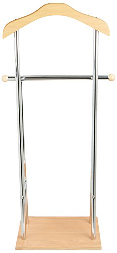 Mind Reader Steel, Bamboo, Wood Valet Suit Rack Stand, Silver