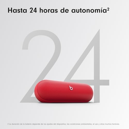 Pill - Altavoz Bluetooth inalámbrico y Cargador portátil Mediante USB-C, hasta 24 Horas de autonomía, Resistencia al Agua IP67, Compatible con Apple y Android, micrófono Integrado – Rojo Fuego