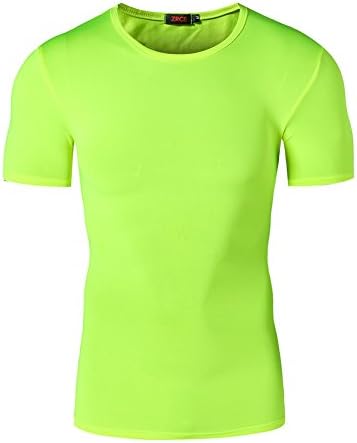 Super Heros Spiderman Men Compression Running Shirt Tight Sports Tee (XL, Green)