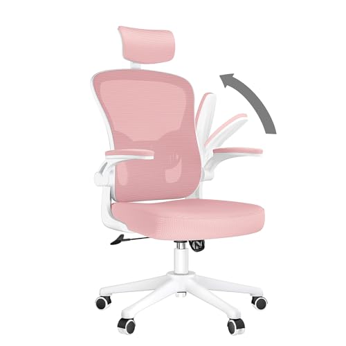 naspaluro Bürostuhl Ergonomischer Schreibtischstuhl mit 90° hochklappbarer Armlehne Lordosenstütze, Höhenverstellbarer Büro-Schreibtischstuhl