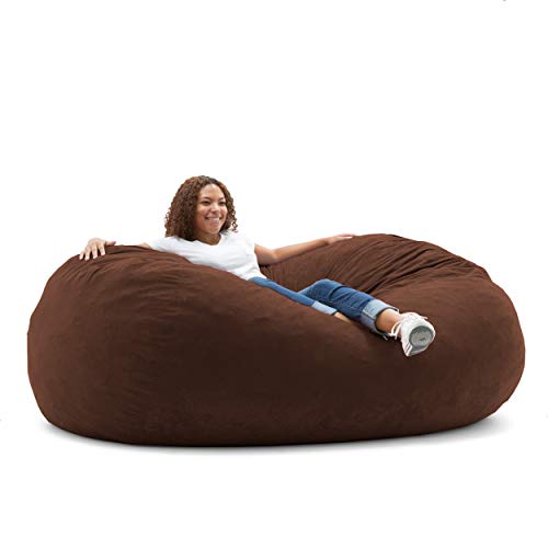 Big Joe Fuf Foam Filled Bean Bag Chair, Espresso Comfort Suede, XL