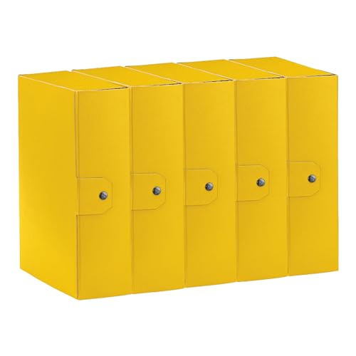 Esselte C30 EUROBOX 390330090 Project Folder for Filing, Button Closure, 25 x 35 cm, Spine 10 cm, Yellow, Pack of 5
