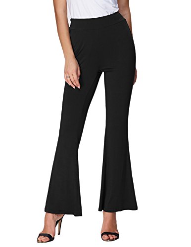 GRACE KARIN Casual Stretchy Pants Bell Bottom Flare Palazzo High Waist Trousers Size L Black