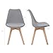 Furmax Mid Century Modern DSW Dining Chair Upholstered Side Chair with Beech Wood Legs and Soft Padded Shell Tulip Chair for Dining Room Living Room Bedroom Kitchen Set of 4 (Gray)