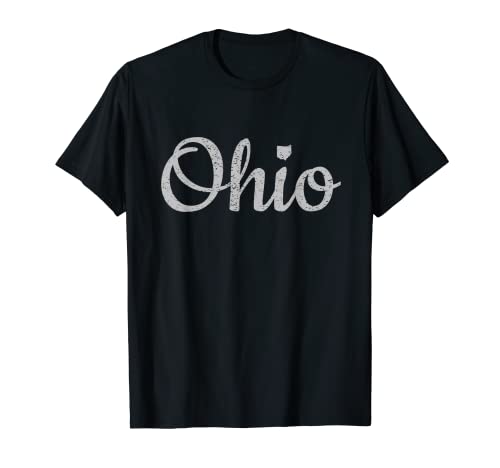 State of Ohio Pride Script Text Distressed Design