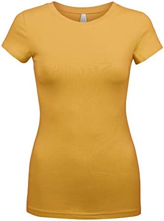 Womens Junior Basic Solid Multi Colors Slim Fit Round Neck Top S-3X