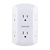 Philips 6-Outlet Extender, Adapter Spaced Outlets, 3-Prong, Charging Station, Side Access, Grounded Wall Tap, Perfect…