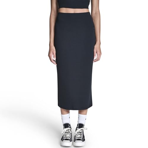 Converse Womens Midi Rib Skirt, Black, Small at Amazon