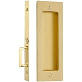 Emtek 2114 7-1/4 Inch Height Passage Pocket Door Mortise Lock from the Modern Rectangular Collection (Satin Brass)