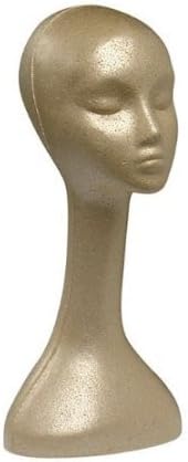 Case Pack of 1 Giell Styrofoam Foam Mannequin Long Neck Wig Head Display Tan