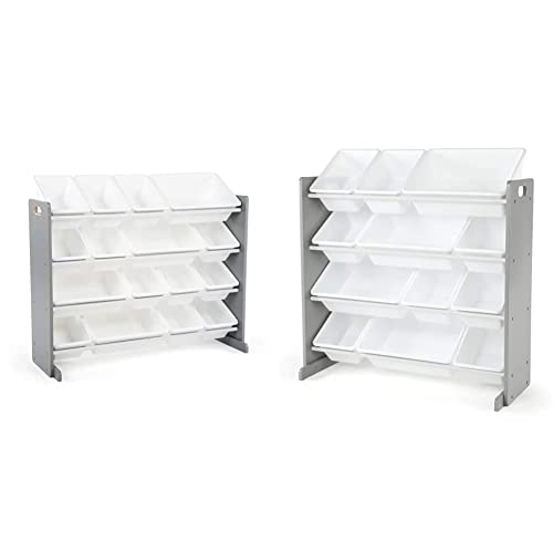 Humble Crew Kids Toy Organizer, Toddler, Grey/White & Supersized Wood
