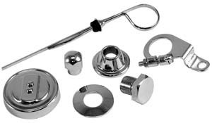 EMPI 8740 CHROME ENGINE DRESS-UP KIT, W/ OIL CAP, DIPSTICK , & MORE, VW BUG, BUS, GHIA, BAJA